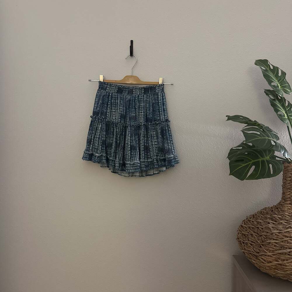 Shore Brand Blue White Tie Dye Ruffle Skort Size S Boho Coastal